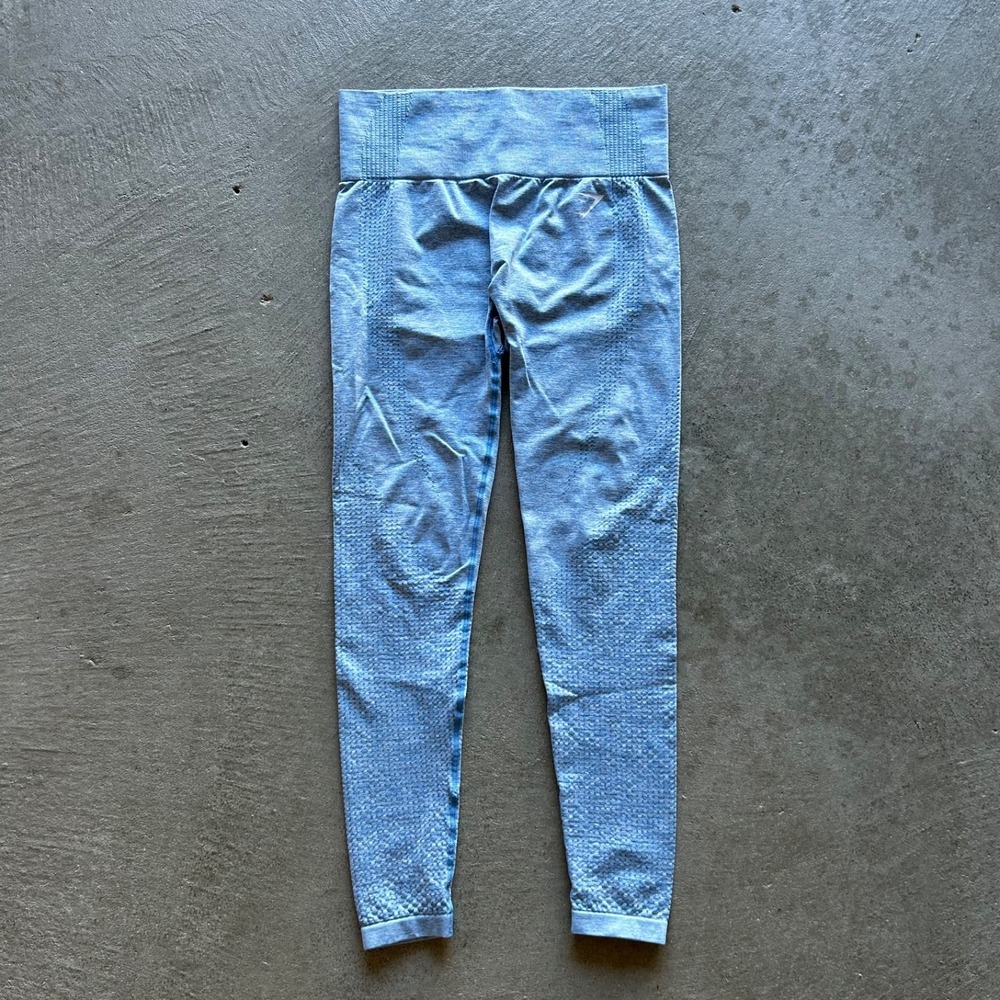 Gymshark Vital Seamless Leggings Medium Blue Marled High Waisted Athletic Pants